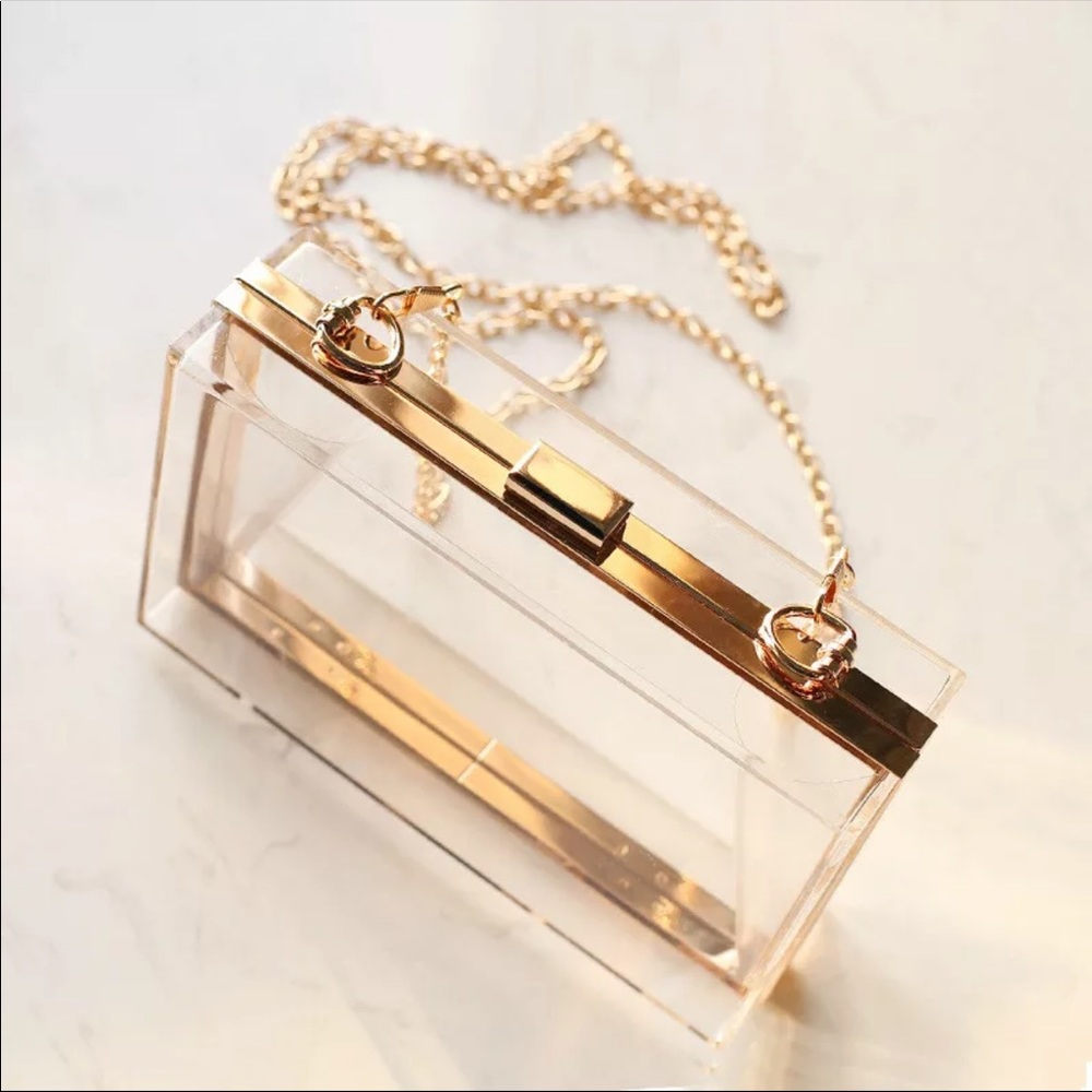 Pocketbook Gold/Clear Handbag with Chain - Picture 4 of 4